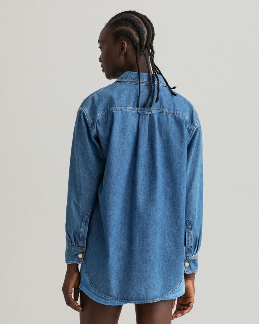 Femme gant outlet Chemises & Blouses | Relaxed Fit Denim Shirt Bleu