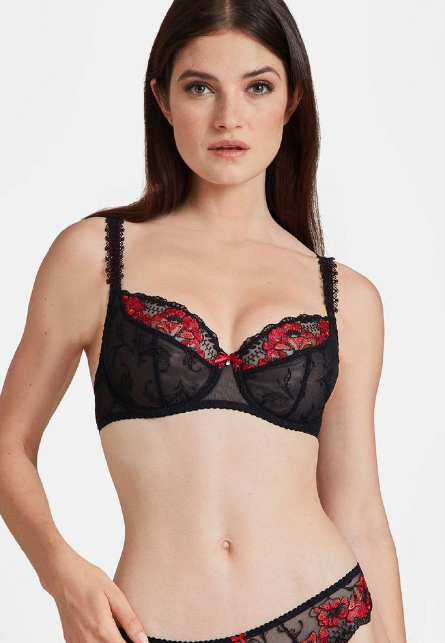 Femme aubade Soutien-Gorges | Soutien-Gorge Balconnet - Jusqu'Au Bonnet H A Fleur De Toi Rouge