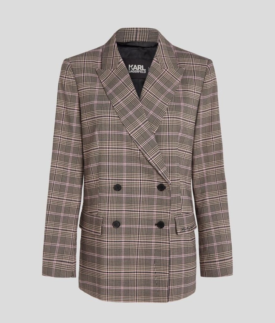 Femme karl lagerfeld Manteaux & Vestes | Double Breast Check Blazer Gris