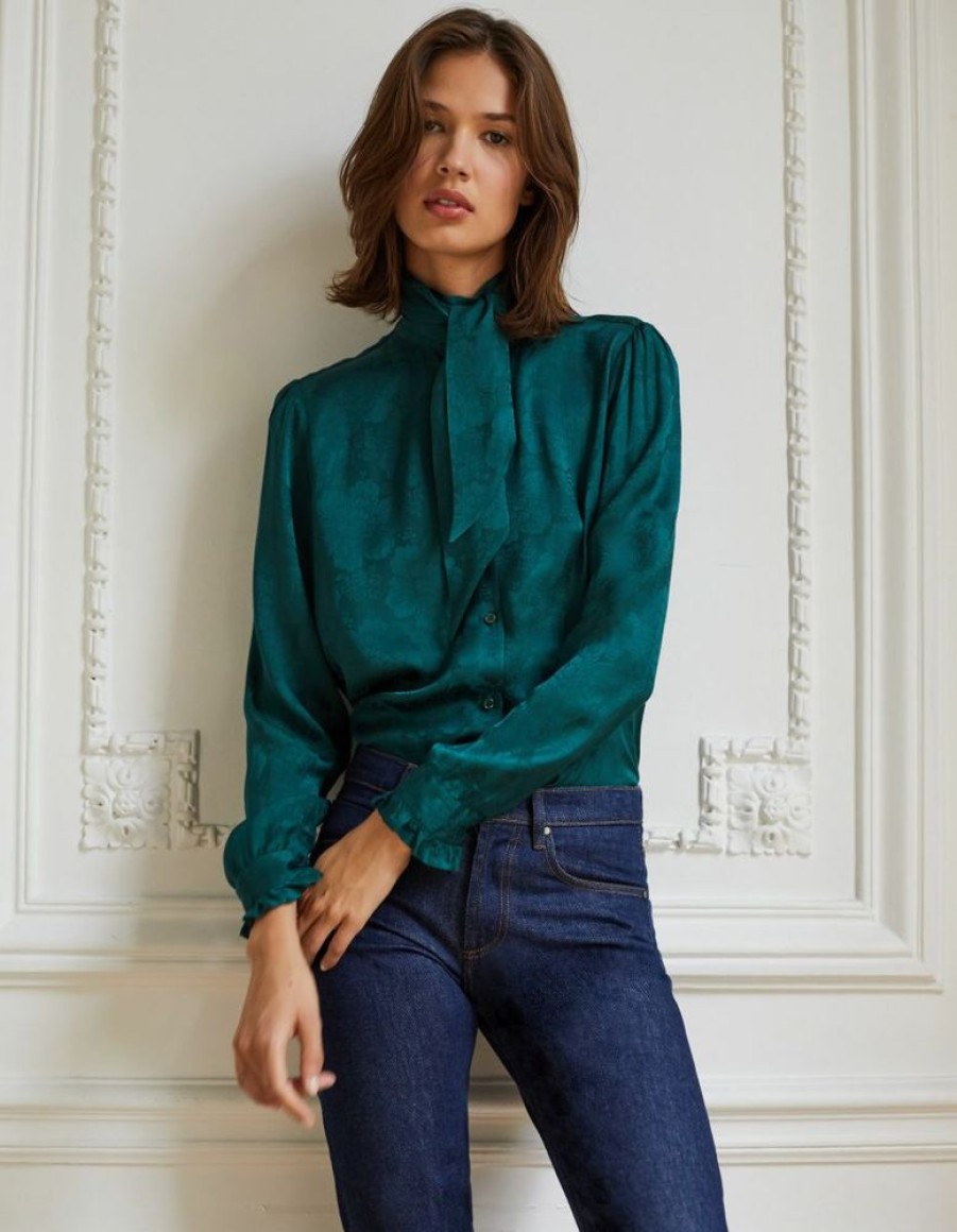 Femme figaret Chemises & Blouses | Chemise Agathe En Jacquard Vert