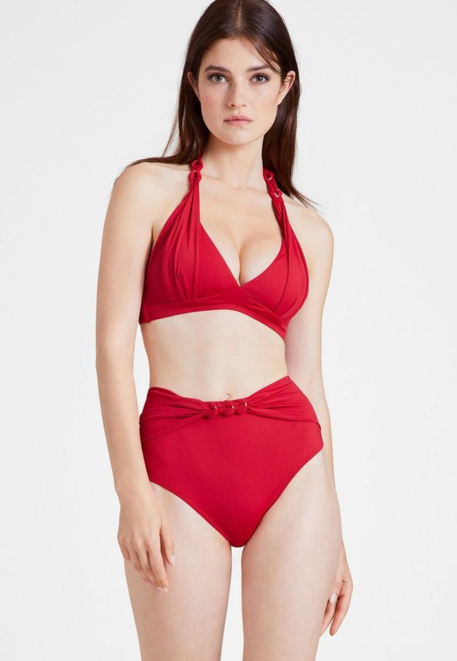 Femme aubade Culottes | Culotte De Maillot De Bain Taille Haute Ocean Cruise Rouge