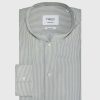 Homme figaret Chemises | Chemise Ajustee Rayee Kaki Vert