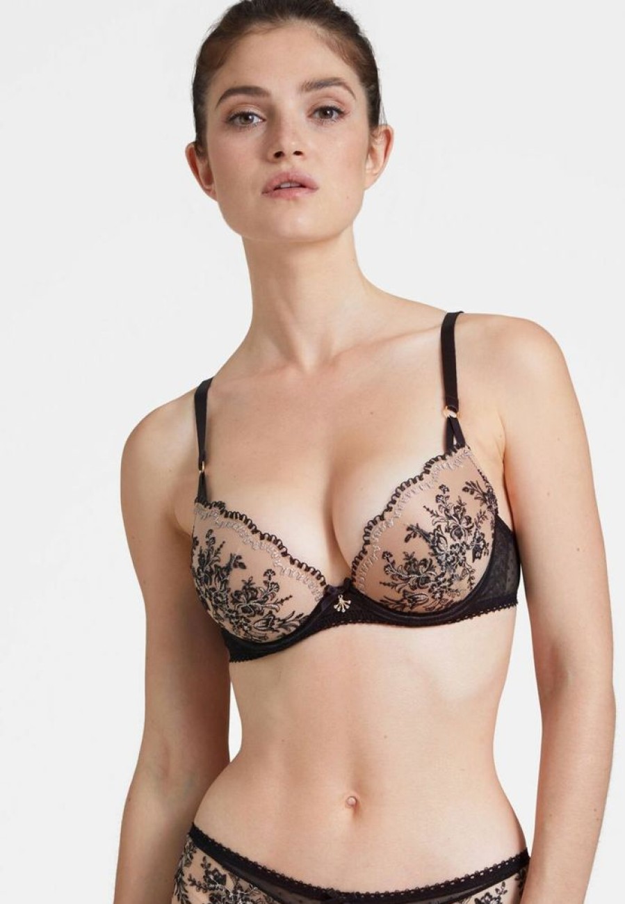 Femme aubade Soutien-Gorges | Soutien-Gorge Push-Up Coque Tresor Infini Noir