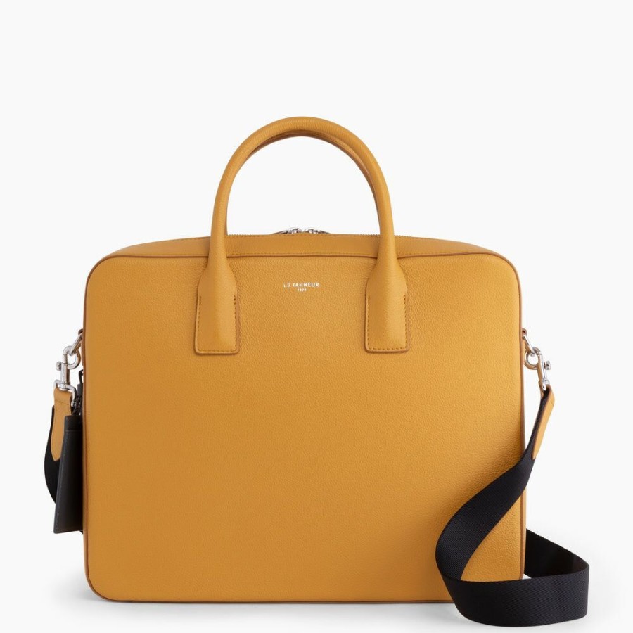 Homme le tanneur Porte-Documents | Porte Documents 14" Emile En Cuir Graine Jaune