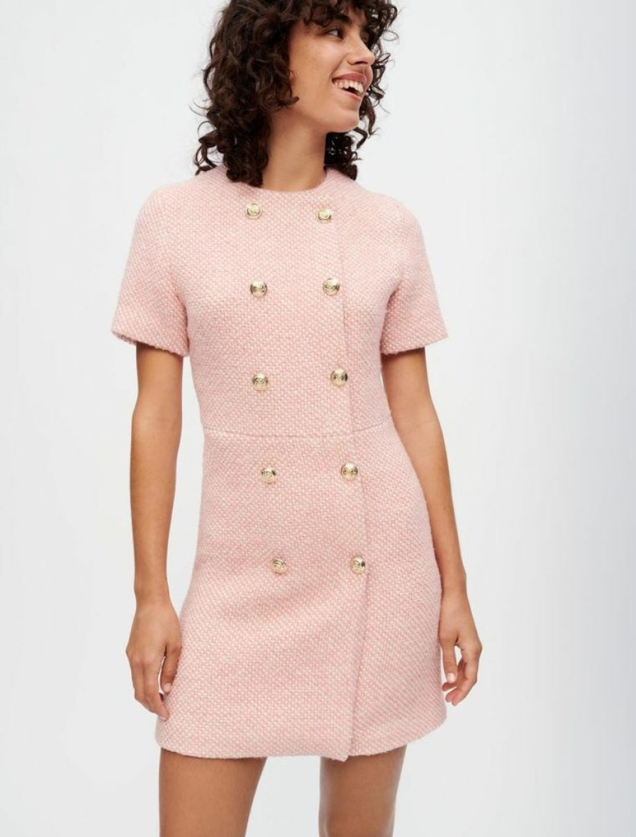 Femme maje Robes & Jupes | Robe En Tweed Chine Et Ecru Rose