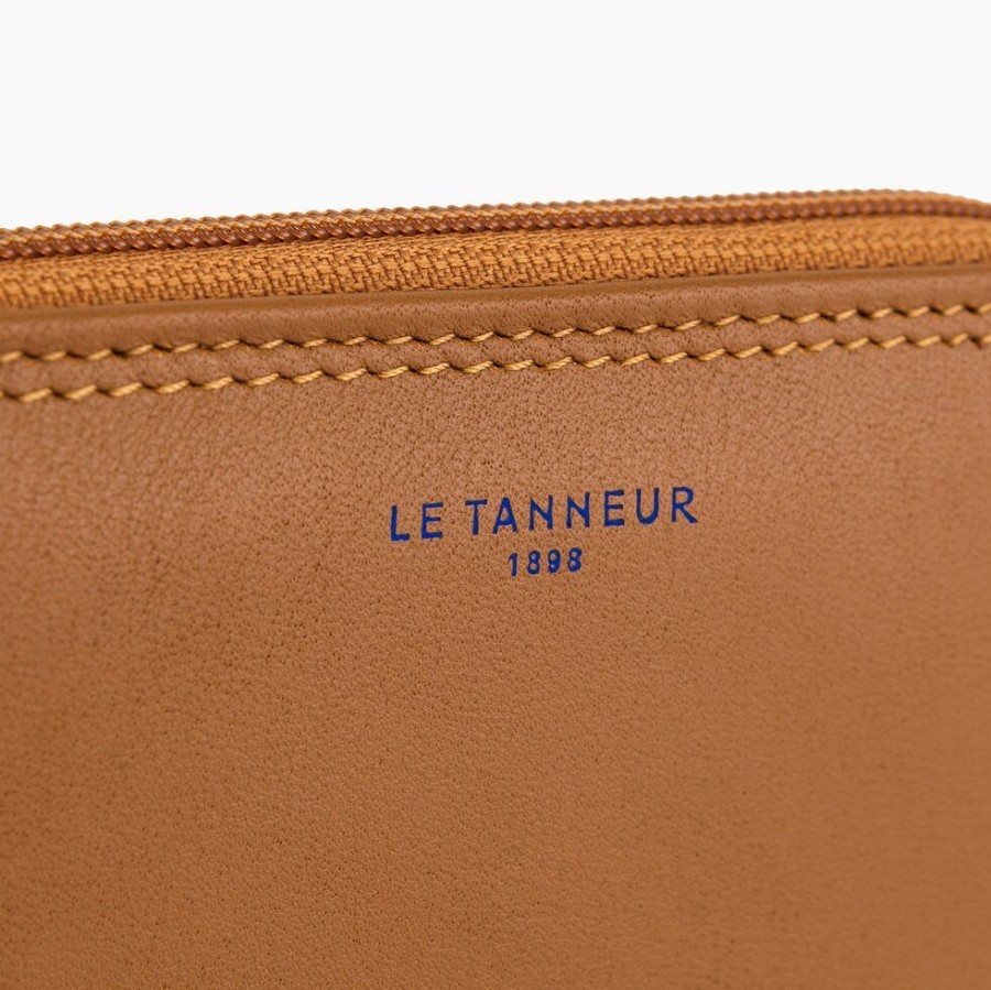 Homme le tanneur Petite Maroquinerie | Porte Monnaie Zippe Martin En Cuir Lisse Marron