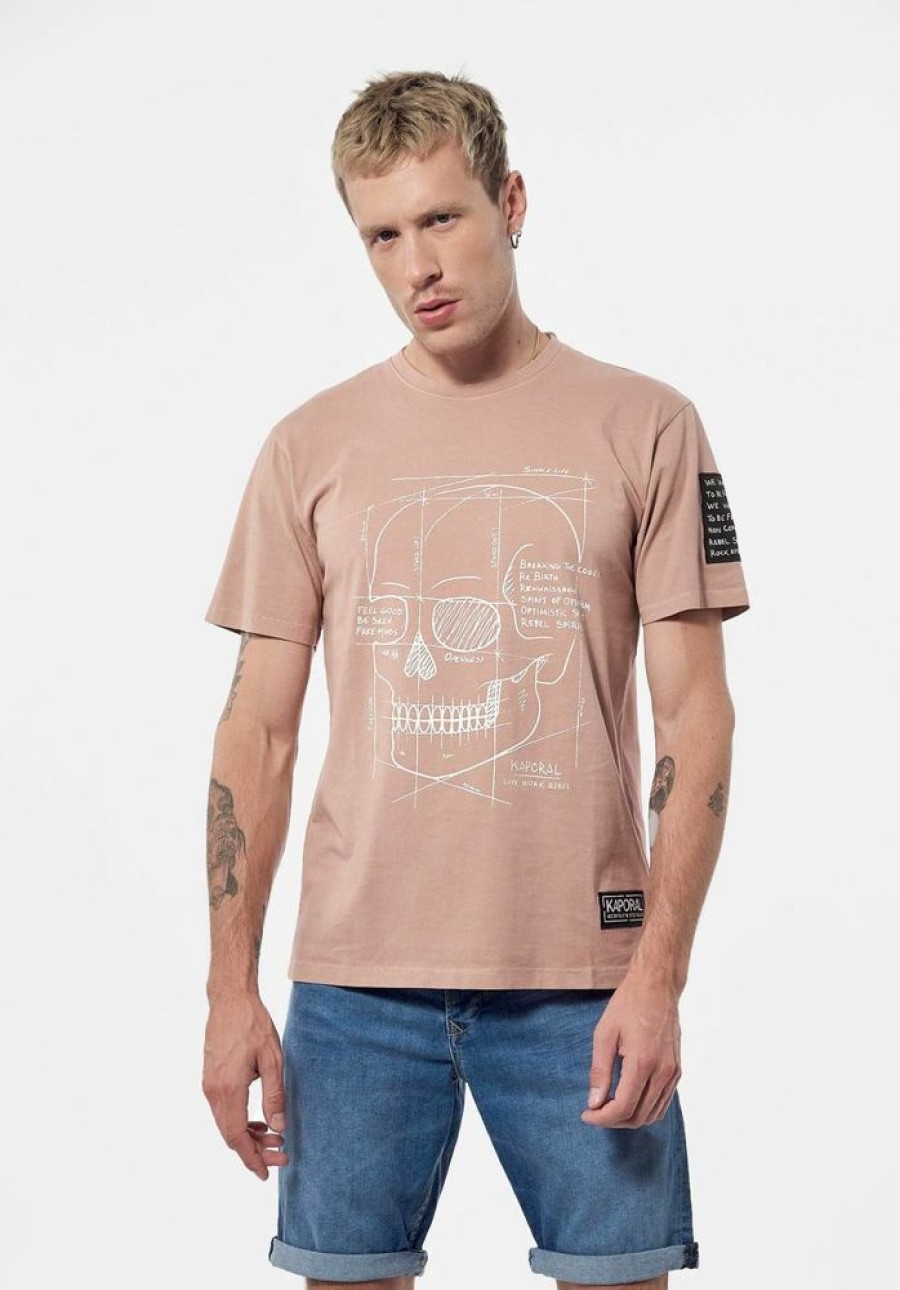 Homme kaporal T-Shirts | T-Shirt Tete De Mort Homme En 100% Coton Rose