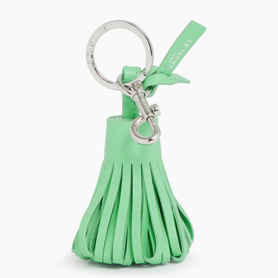 Femme le tanneur Gants | Porte Cles Pompons En Cuir Lisse Vert