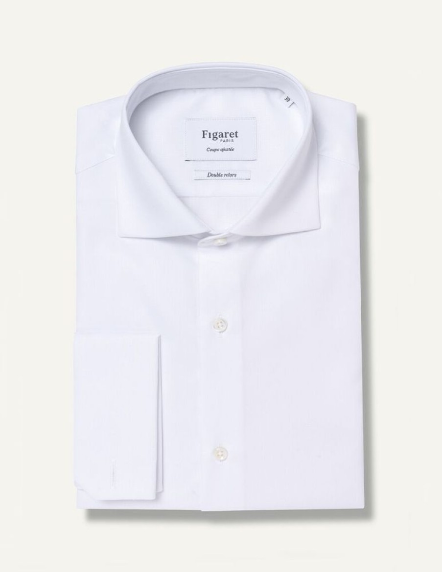 Homme figaret Chemises | Chemise Ajustee En Faconne He Blanc