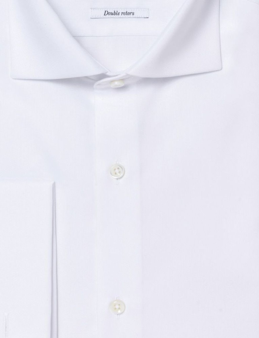 Homme figaret Chemises | Chemise Ajustee En Faconne He Blanc