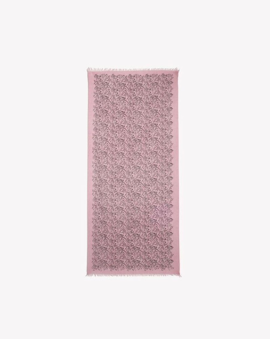 Femme eric bompard Echarpes & Foulards | Etole Kerala 180 X 85 Cm - Accessoires - Sorbet/Noir Rose