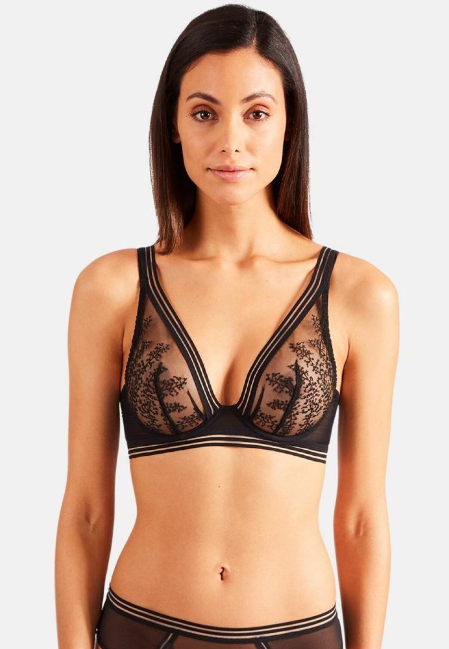 Femme aubade Soutien-Gorges | Soutien-Gorge Triangle Avec Armatures Jardin Ephemere Noir