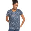 Femme roxy T-Shirts | Erjkt03889-Xbbm - Dance Of Joy Printed Bleu