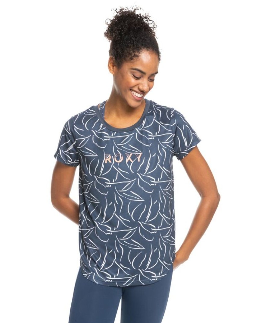 Femme roxy T-Shirts | Erjkt03889-Xbbm - Dance Of Joy Printed Bleu