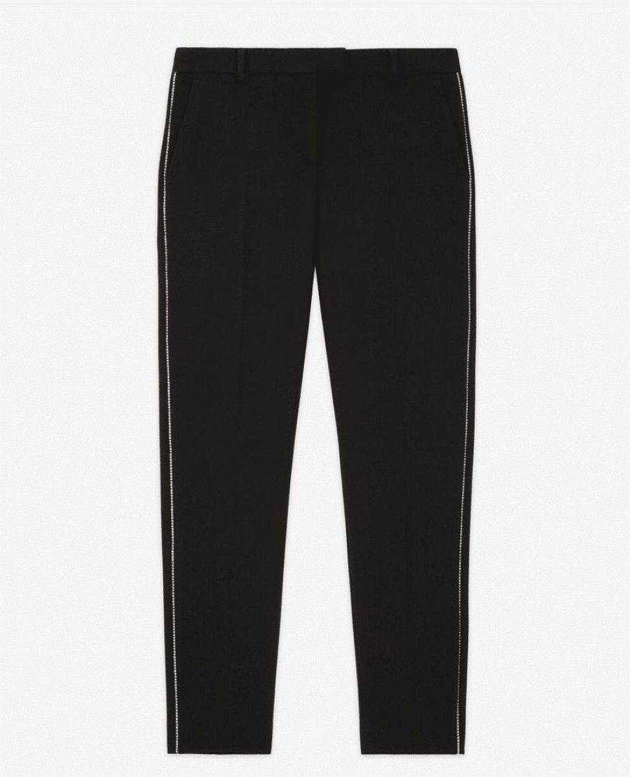 Femme the kooples Pantalons | Pantalon Costume Crepe Detail Strass