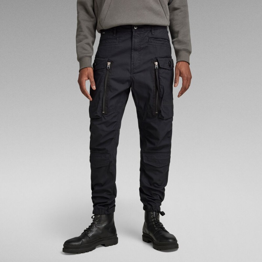 Homme g-star Pantalons | Pantalon Long Pocket Zip Decontracte Tapered Cargo Noir