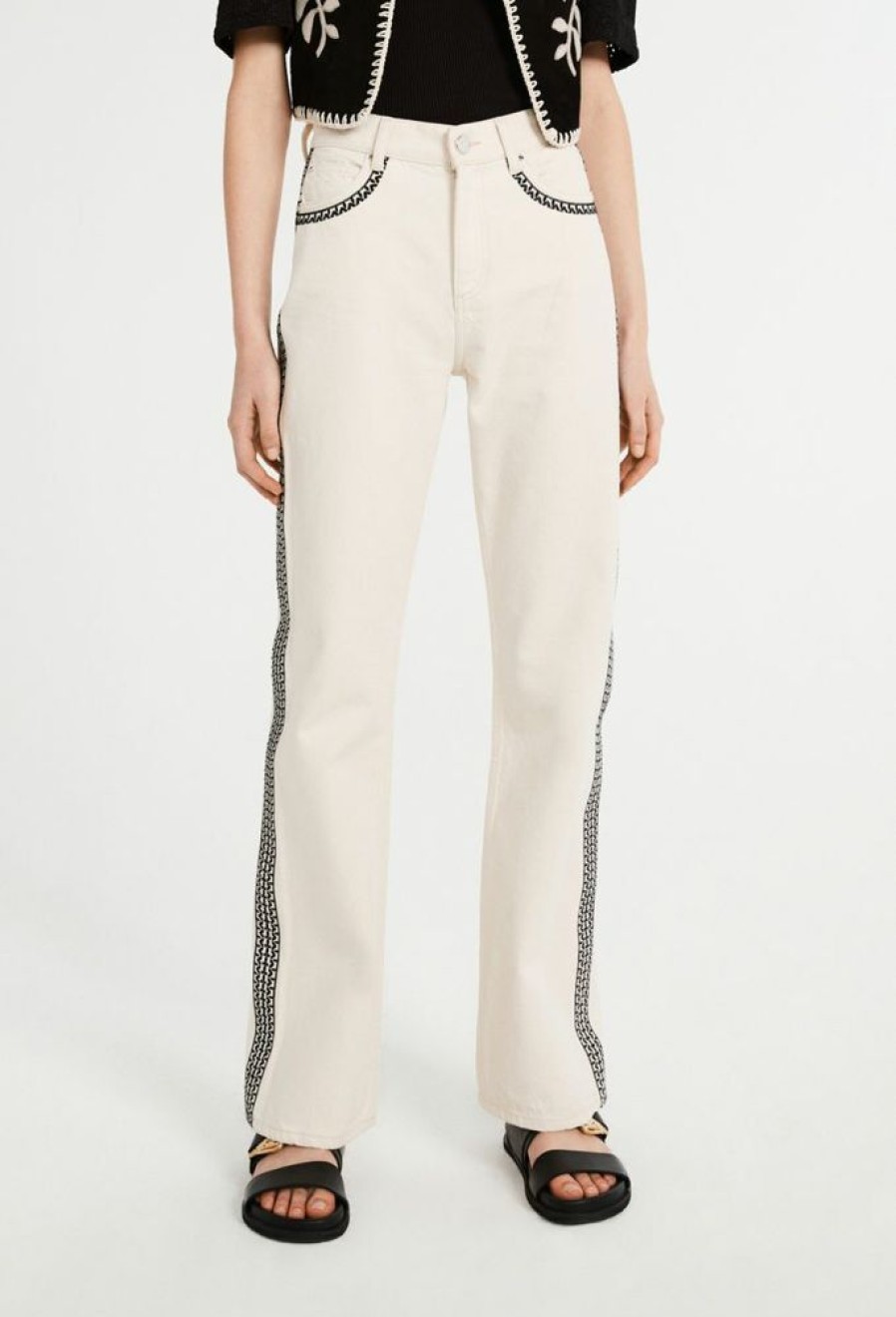 Femme claudie pierlot Pantalons | Jean Blanc Beige