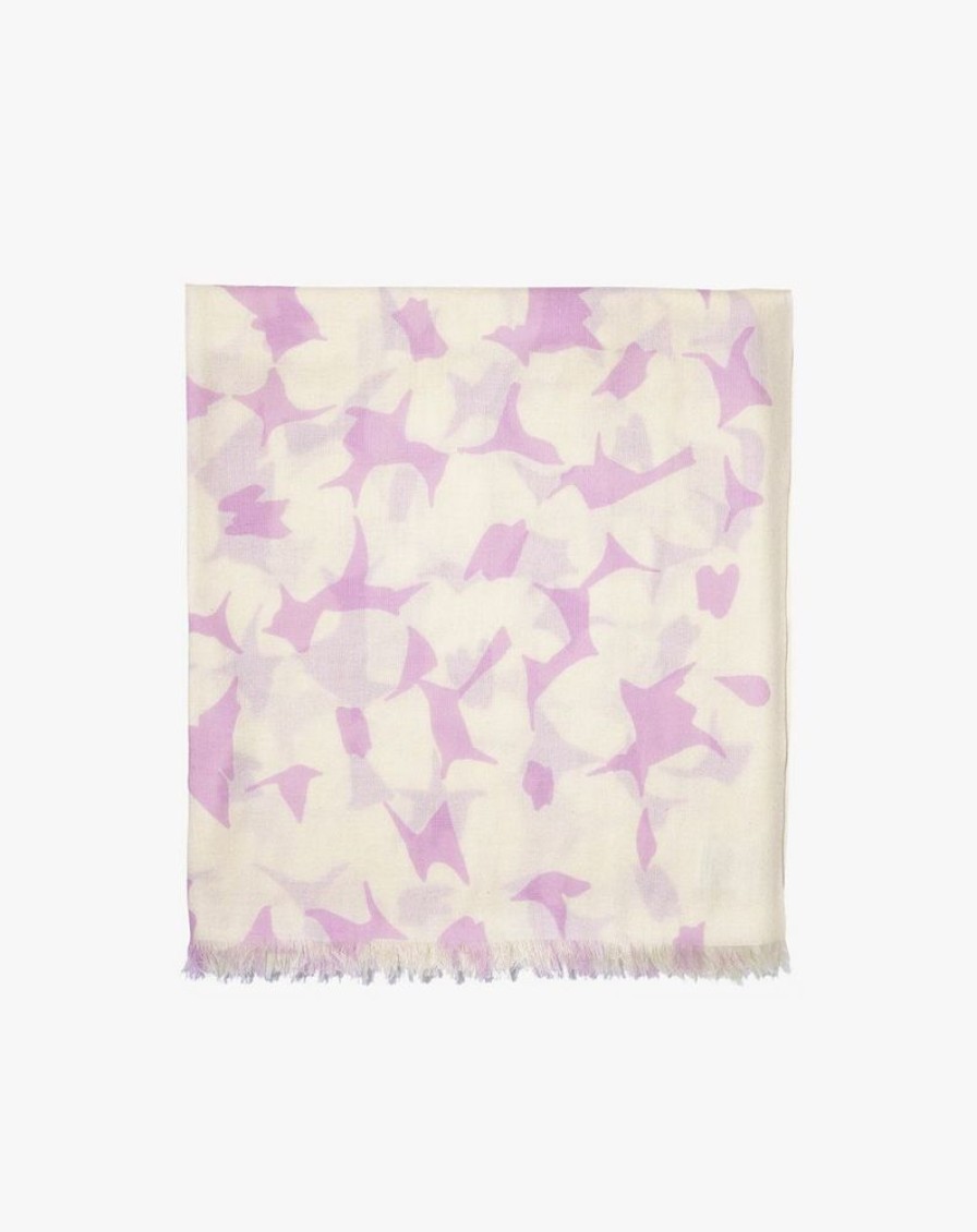 Femme eric bompard Echarpes & Foulards | Etole Imprime Fleurs Romantiques 180 Cm X 85 Cm - Accessoires - Clematite Violet