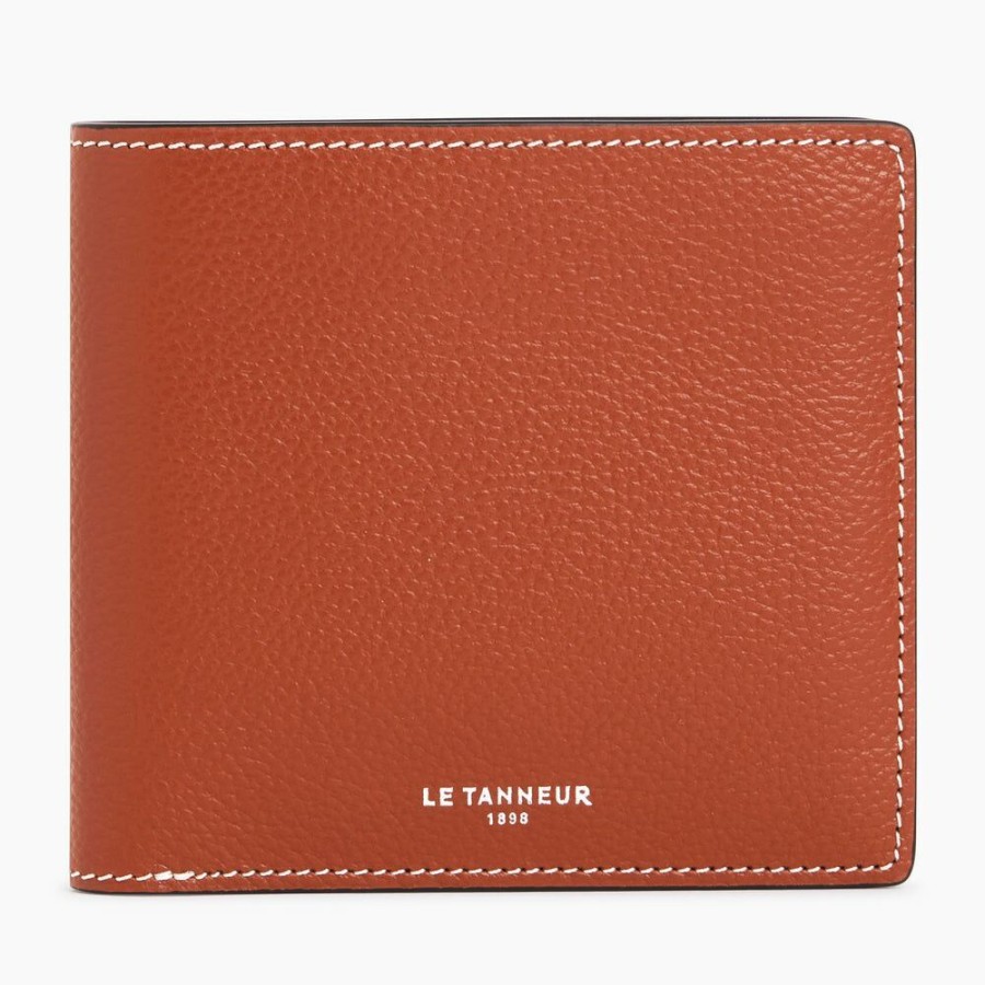 Homme le tanneur Petite Maroquinerie | Porte Cartes Avec Poche Billets Emile En Cuir Graine Marron