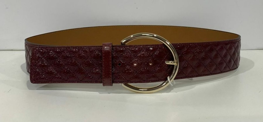 Femme sandro Ceintures | Ceinture En Cuir Vernis Bordeaux