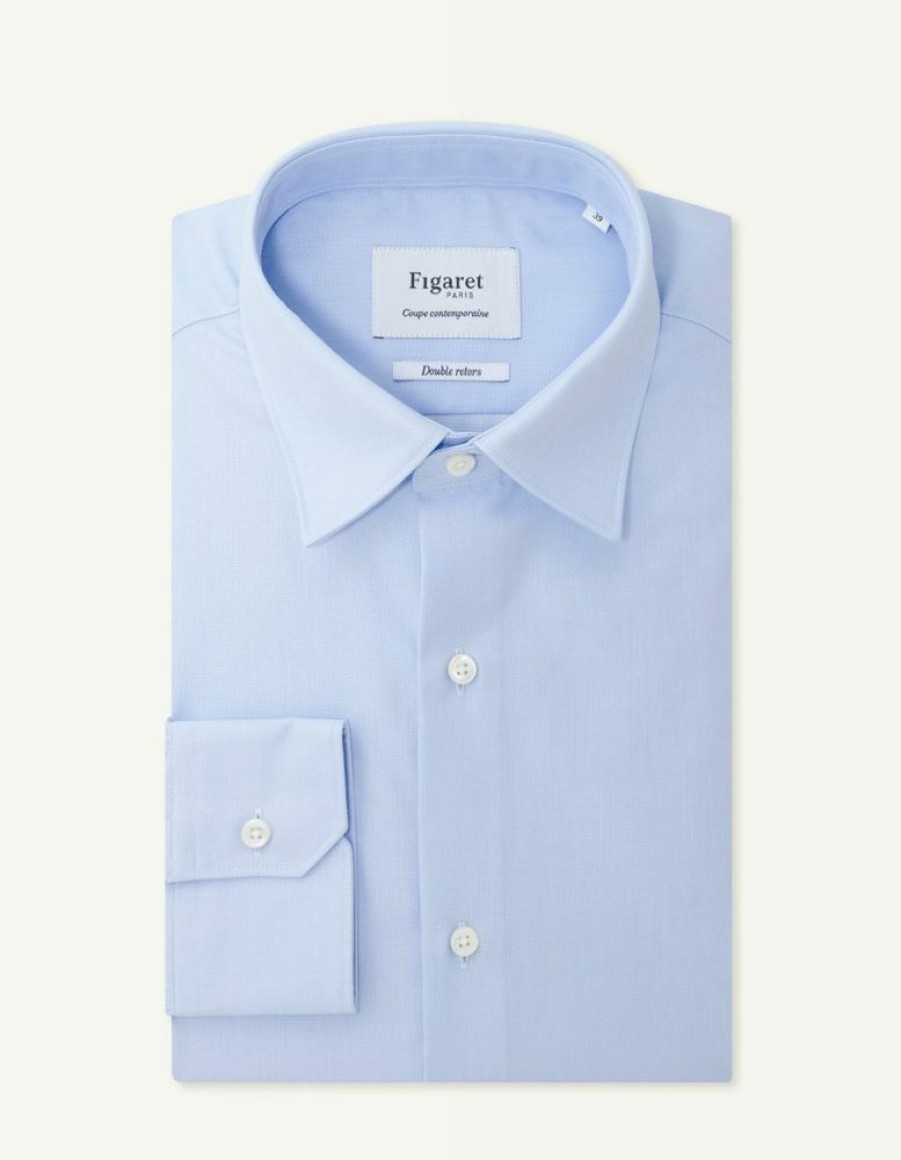 Homme figaret Chemises | Chemise Contemporaine En Faconne Bleu