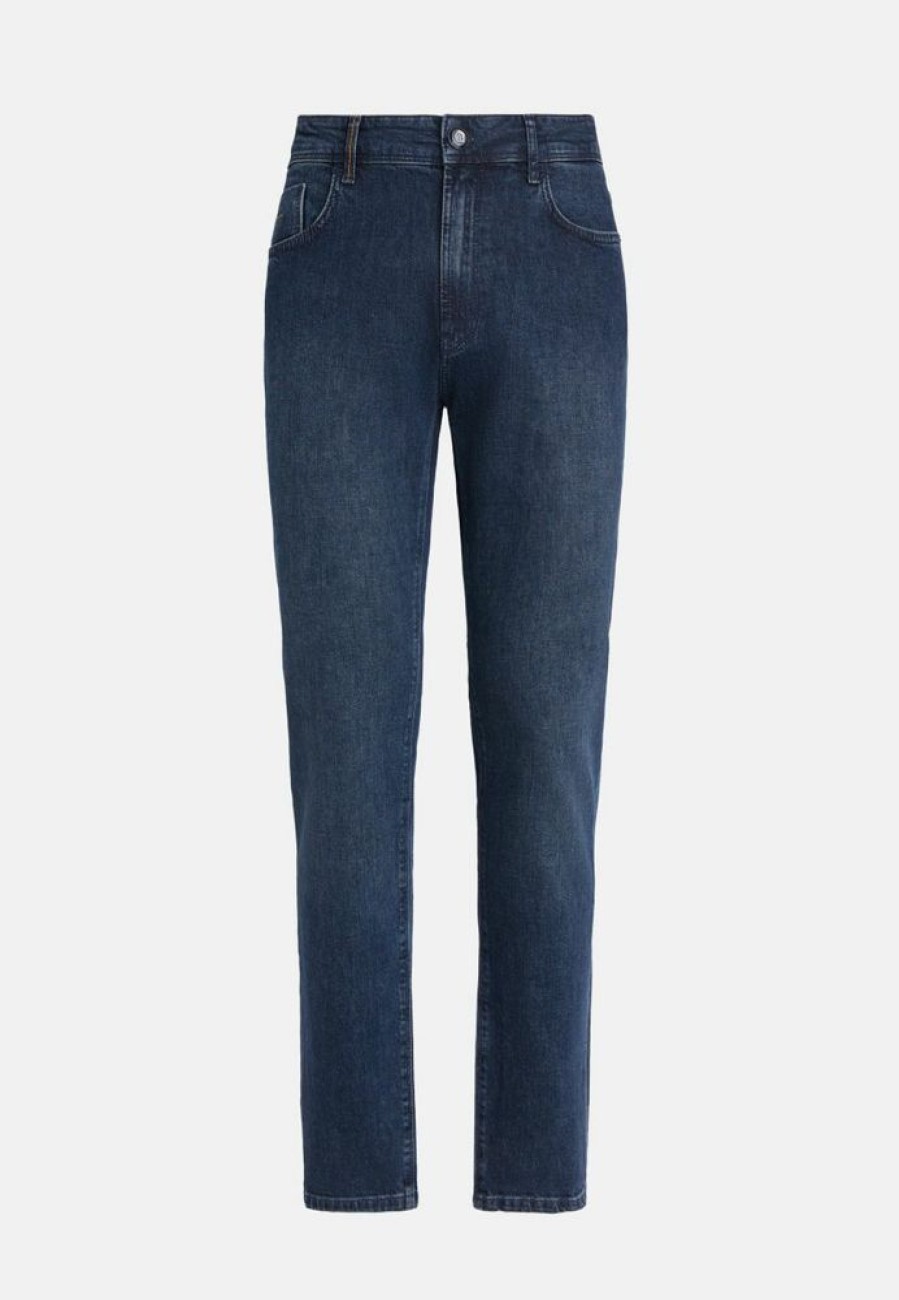 Homme boggi milano Pantalons | Jean En Denim Extensible A Delavage Moyen Bleu