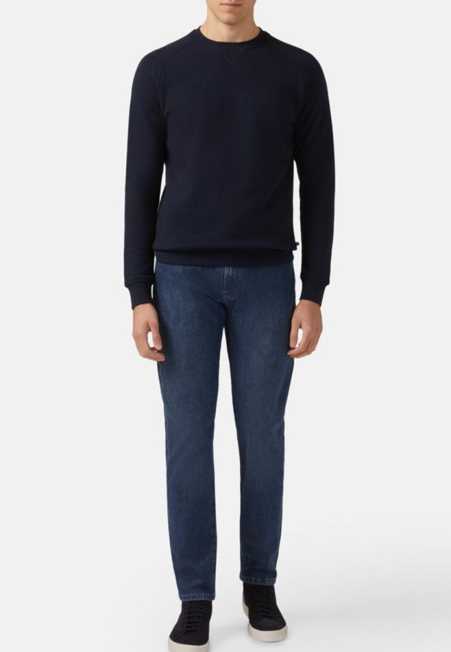 Homme boggi milano Pantalons | Jean En Denim Extensible A Delavage Moyen Bleu