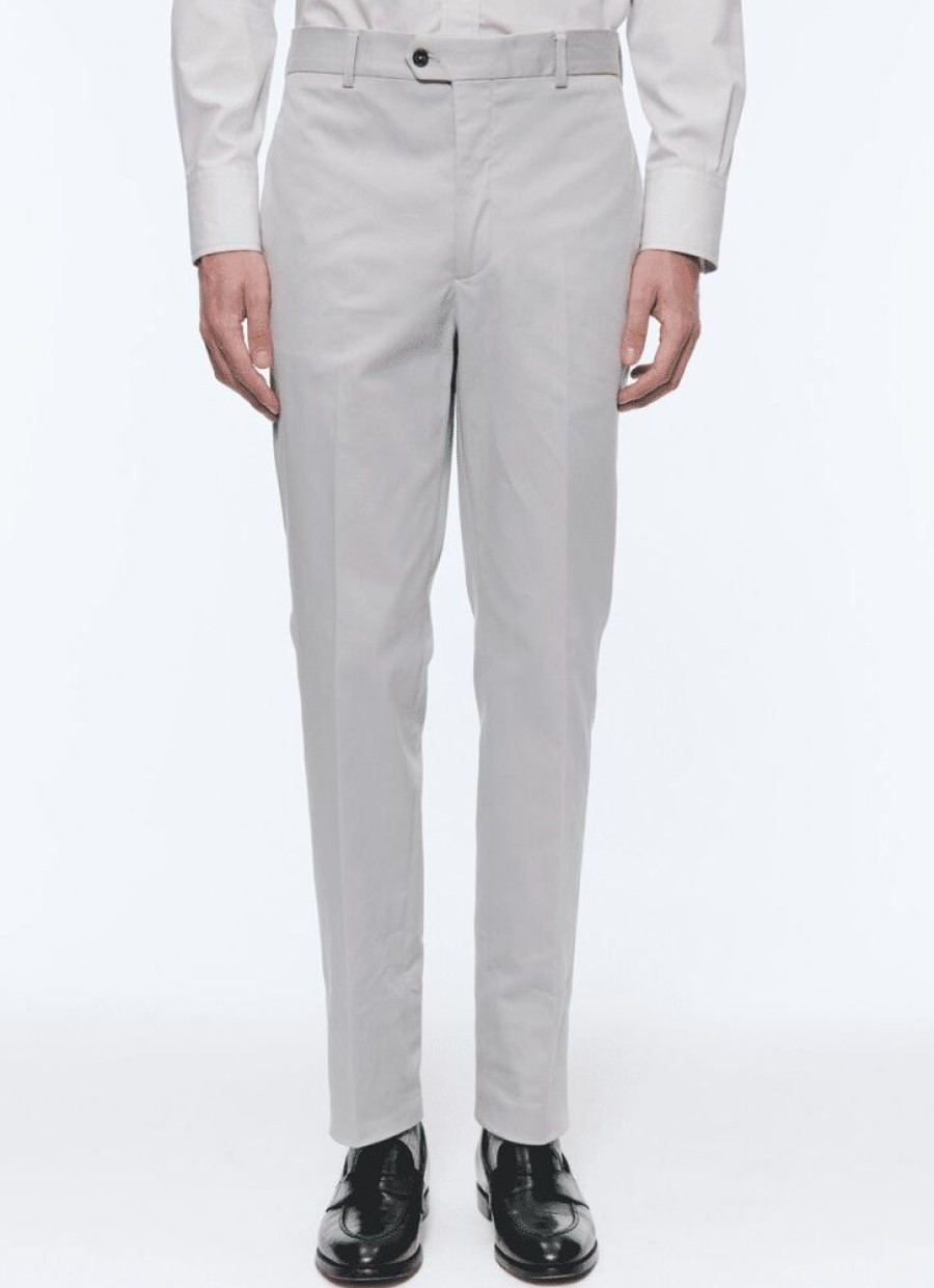 Homme fursac Pantalons | Chino En Gabardine De Coton Gris