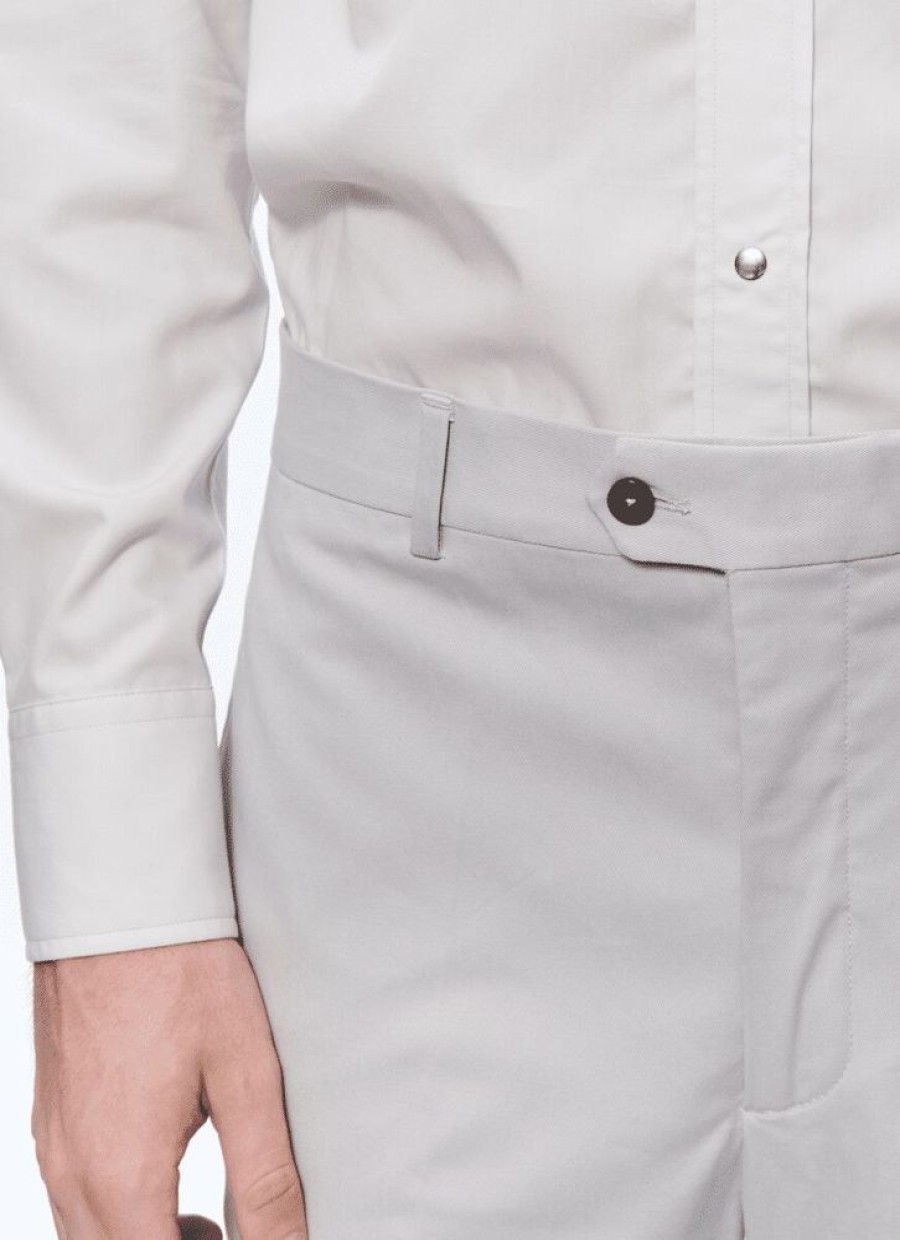 Homme fursac Pantalons | Chino En Gabardine De Coton Gris