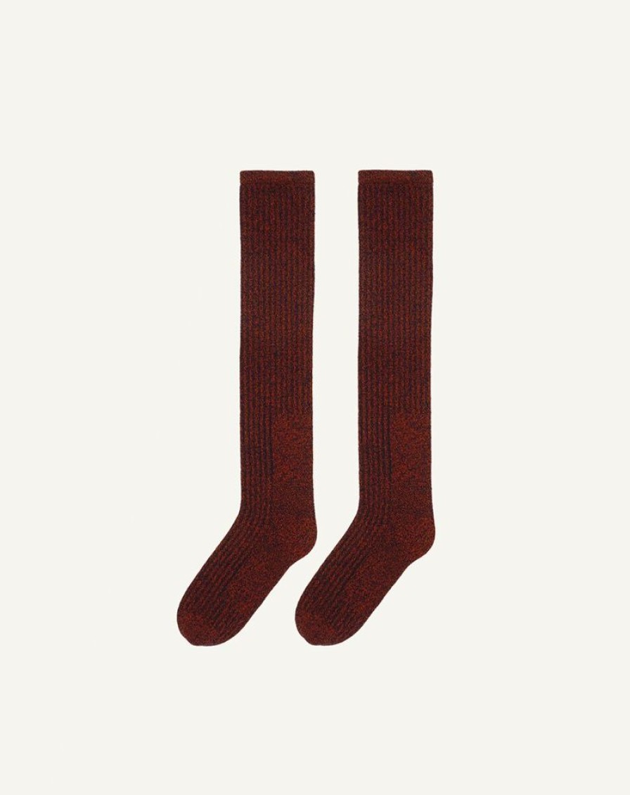 Femme eric bompard Chaussettes & Collants | Chaussettes Hautes Moulinees - Accessoires - Ebene/Everbay Bordeaux