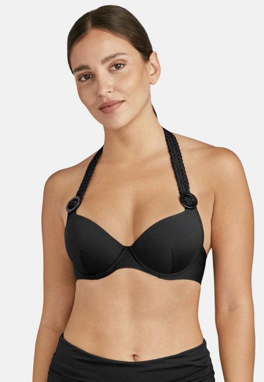 Femme aubade Soutien-Gorges | Haut De Maillot De Bain Push-Up La Plage Ensoleillee Noir