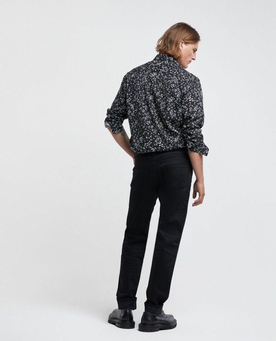 Homme the kooples Pantalons | Jean Coupe Slim Toile Japonaise Selvedge Noir