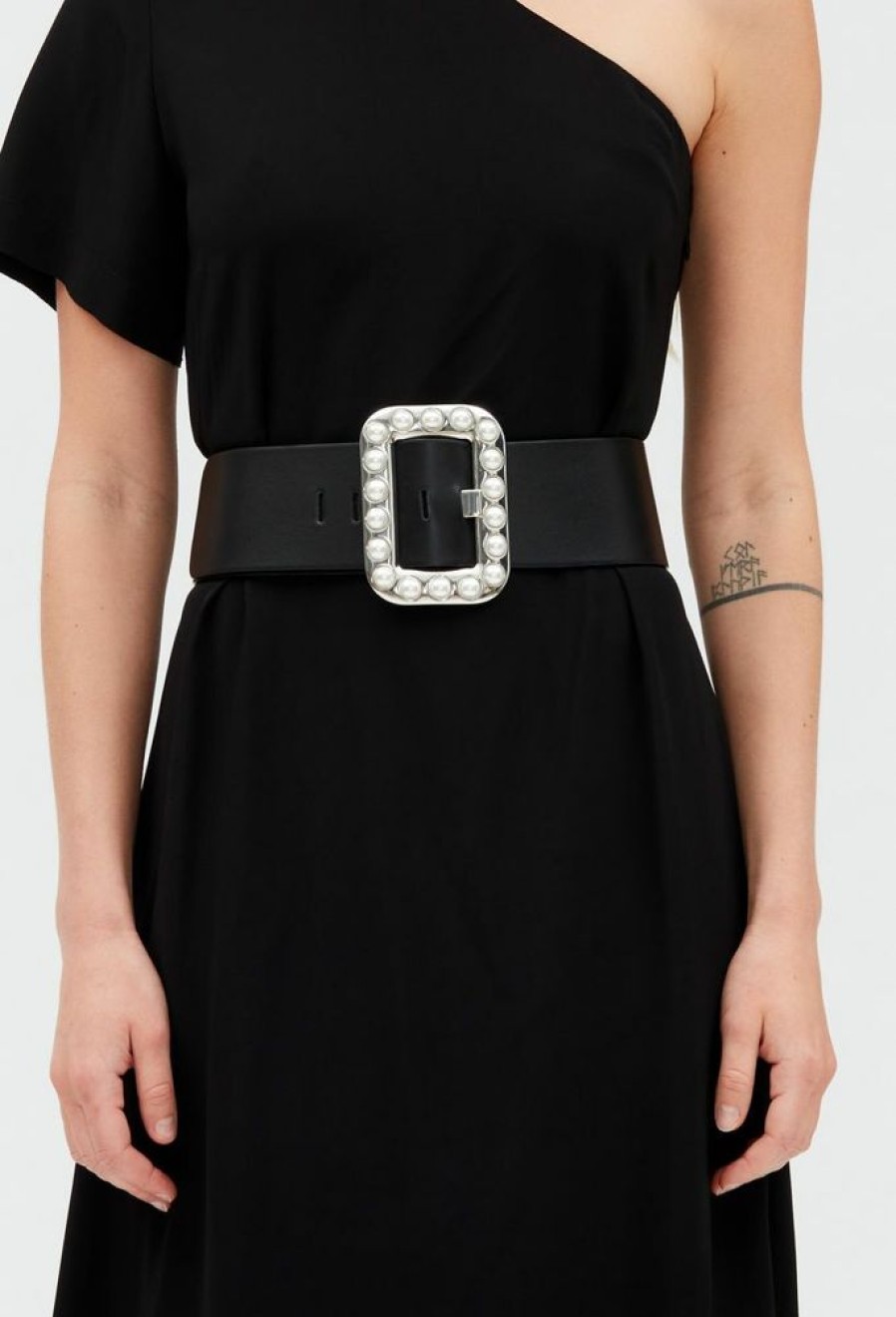 Femme claudie pierlot Ceintures | Ceinture Large Avec Boucle A Perles Noir