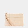 Femme galeries lafayette Pochettes | Pochette Amalia Cuir Tresse - Galeries Lafayette Beige