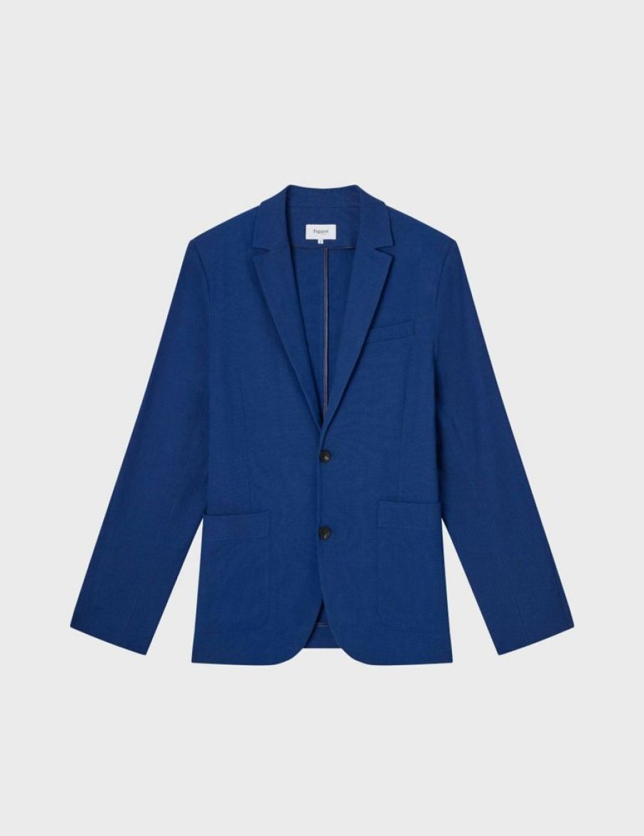 Homme figaret Manteaux & Vestes | Veste Daniel En Lin Marine Bleu