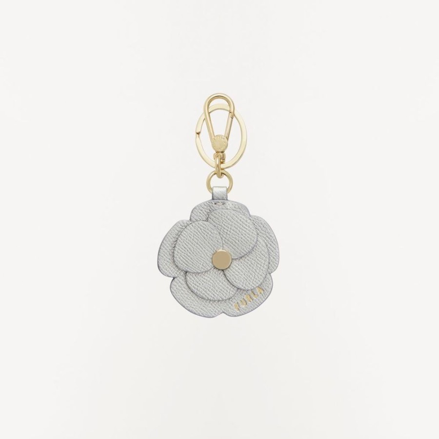 Femme furla Accessoires De Sacs | Classic Keyring Flower - Vitello Andromeda Metal Argent