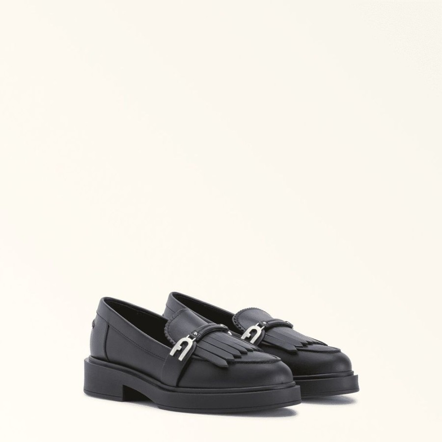 Femme furla Mocassins Et Richelieus | Furla Legacy Loafer T.25 - Vitello Baly Noir