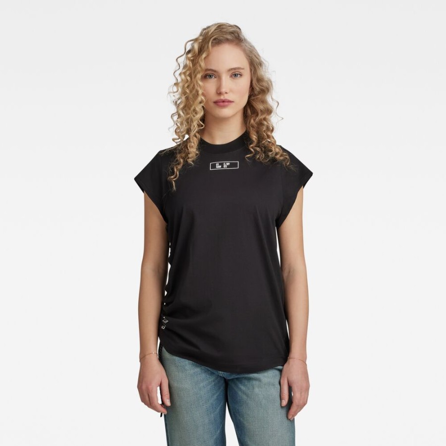 Femme g-star T-Shirts | Haut Lash Cap Sleeve Tape Noir