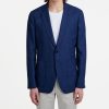 Homme fursac Costumes | Veste En Natte De Laine Et Lin Chine Bleu