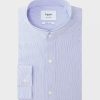 Homme figaret Chemises | Chemise Ajustee En Popeline Rayee Marine Bleu