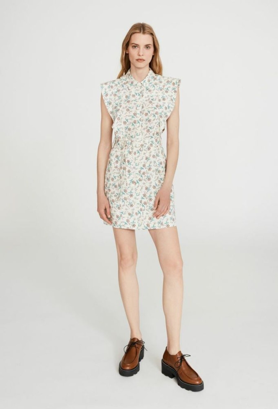 Femme claudie pierlot Robes & Jupes | Robe Fleurie A Volants Multicolore