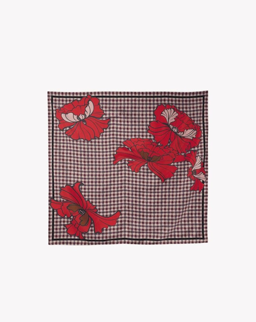 Femme eric bompard Echarpes & Foulards | Carre Soie Imprime Petunia 90 Cm X 90 Cm - Accessoires - Lipstick Orange