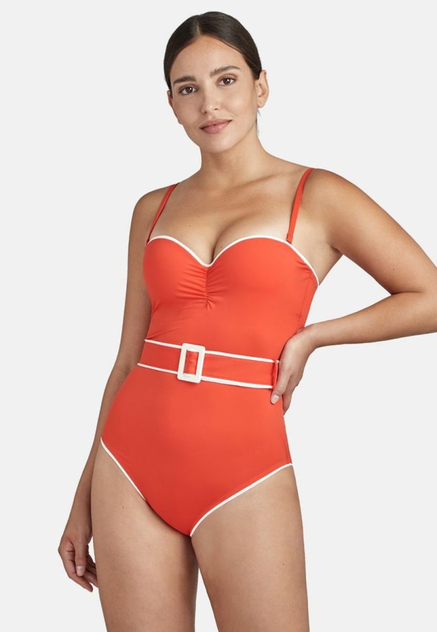 Femme aubade Maillots De Bain | Maillot De Bain Une Piece La Baie Des Vagues Rouge