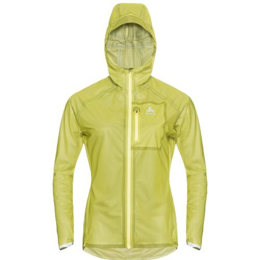 Femme odlo Vetements | Veste De Running Impermeable Zeroweight Dual Dry Pour Femme Jaune