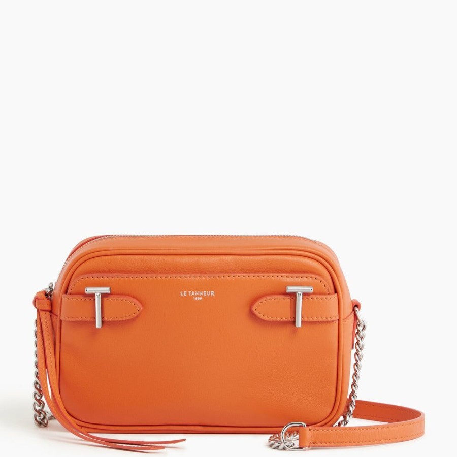 Femme le tanneur Pochettes | Sac Bandouliere Laura En Cuir Lisse Orange