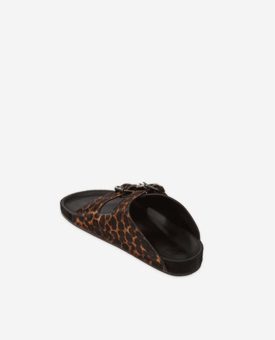 Femme the kooples Baskets | Sandales En Cuir Aspect Poulain Leopard