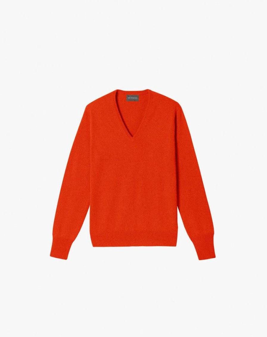 Homme eric bompard Pulls & Gilets | Pull V Classique - Homme - Lipstick Orange