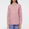 Femme galeries lafayette Chemises & Blouses | Chemise Ebrizia Droite Coton A Rayures Rouge