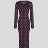 Femme karl lagerfeld Robes & Jupes | Kl Monogram Knit Fitted Dress Noir