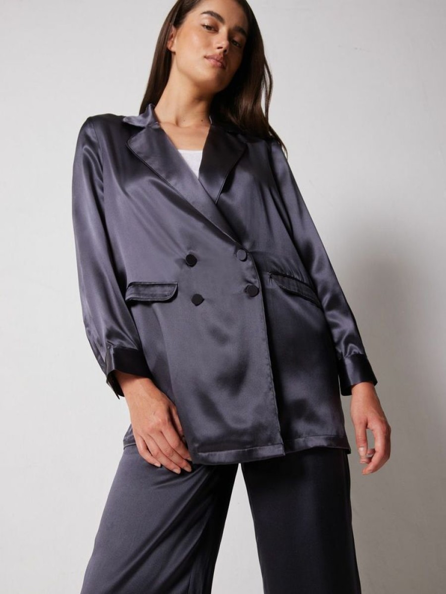 Femme notshy Manteaux & Vestes | Blazer Soie Orietta Carbone Gris